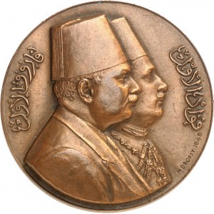 Farouk (1936-1952). Médaille, rétablissement et cent-cinquantenaire de l’Institut d’Égypte, par H. Dropsy 1948, Paris.