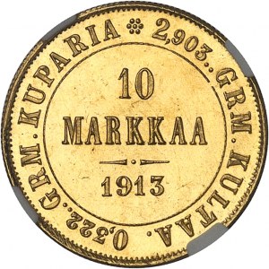Nicolas II (1894-1917). 10 markkaa 1913 S, Helsinki.