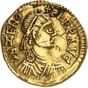 Domaine gallo-romain (Somme-Loire), Syagrius (464-486). Trémissis au nom de Zénon ND (476-486), Gaule.