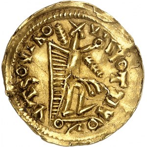 Wisigoths, séries pseudo-impériales. Trémissis au nom de Justin II ND (c.570-580), Mérida ?
