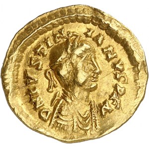 Francs, Thibert Ier ou Théodebert Ier (534-548). Trémissis au nom de Justinien Ier ND (c.540), Gaule.
