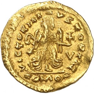 Francs, Thibert Ier ou Théodebert Ier (534-548). Trémissis au nom de Justinien Ier ND (c.540), Gaule.