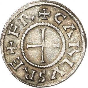 Charles II the Bald (840-877). Denarius at the ND temple, Paris.