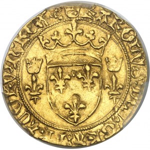 Charles VII (1422-1461). Écu d’or à la couronne 3e type, ou écu neuf, 6e émission ND (1450-1461), Limoges.