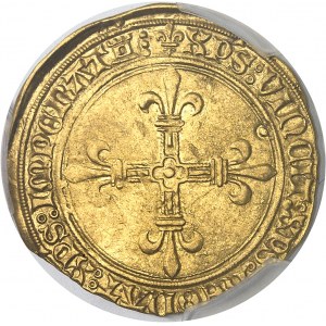 Charles VIII (1483-1498). Écu d’or au soleil, 1ère émission modifiée avec lis initiaux ND (1494-1498), Tours.