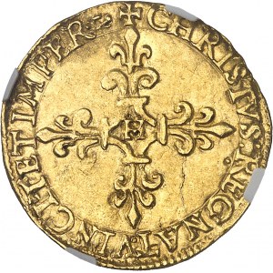 Charles IX (1560-1574). Écu d’or au soleil, 1er type 1566, H, La Rochelle.
