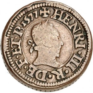 Henri III (1574-1589). Piéfort quadruple du denier tournois 1577, A, Paris.