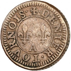 Henri III (1574-1589). Piéfort quadruple du denier tournois 1577, A, Paris.