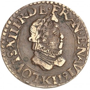 Louis XIII (1610-1643). Double tournois, 3e type (date au droit et au revers) 1611, K, Bordeaux.