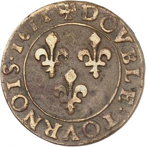 Louis XIII (1610-1643). Double tournois, 3e type (date au droit et au revers) 1611, K, Bordeaux.