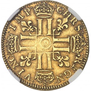 Louis XIV (1643-1715). Double louis à la mèche courte 1648, D, Lyon.