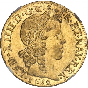 Louis XIV (1643-1715). Louis d’or à la mèche longue 1652, D, Lyon.