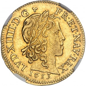 Louis XIV (1643-1715). Louis d’or à la mèche longue 1653, Y, Bourges.
