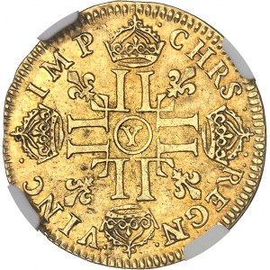 Louis XIV (1643-1715). Louis d’or à la mèche longue 1653, Y, Bourges.