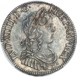 Louis XIV (1643-1715). Quart d’écu à la mèche longue 1646, A, Paris.