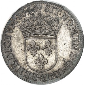 Louis XIV (1643-1715). Quart d’écu à la mèche longue 1646, A, Paris.