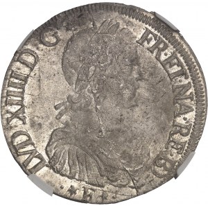 Louis XIV (1643-1715). Écu de Béarn à la mèche longue 1655, Pau.