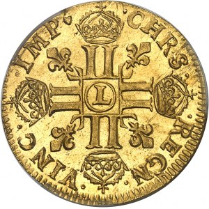 Louis XIV (1643-1715). Louis d’or juvénile lauré 1663, L, Bayonne.