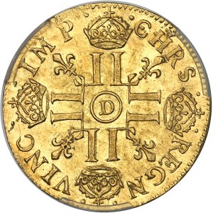 Louis XIV (1643-1715). Louis d’or juvénile lauré 1669, D, Lyon.