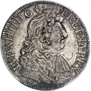 Louis XIV (1643-1715). Demi-écu à la cravate, 2e émission par François Warin 1681, K, Bordeaux.