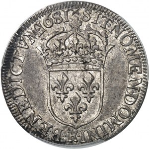 Louis XIV (1643-1715). Demi-écu à la cravate, 2e émission par François Warin 1681, K, Bordeaux.
