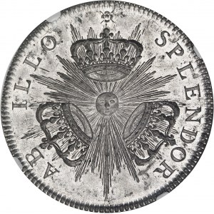 Louis XIV (1643-1715). Frappe fantaisie de l’écu aux trois couronnes, en étain, d’après Thomas Bernard ND (XIXe s.).
