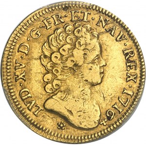 Louis XV (1715-1774). Louis d’or aux insignes, 2e type 1716, E, Tours.