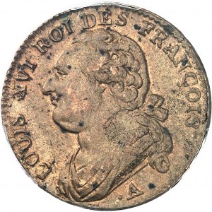 Constitution (1791-1792). 12 deniers FRANÇOIS 1791 - An 3, A, Paris (point).