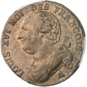 Constitution (1791-1792). 12 deniers FRANÇOIS 1792, 1er semestre - An 4, A, Paris (rose).