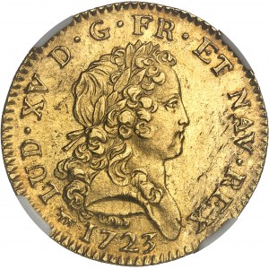 Louis XV (1715-1774). Double louis d’or dit mirliton 1723, A, Paris.
