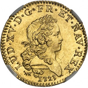 Louis XV (1715-1774). Louis d’or dit Mirliton aux palmes courtes 1723, A, Paris.