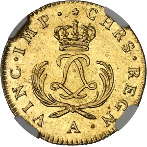 Louis XV (1715-1774). Louis d’or dit Mirliton aux palmes courtes 1723, A, Paris.
