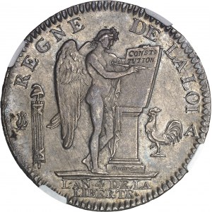 Constitution (1791-1792). Écu de 6 livres FRANÇOIS 1792, 1er semestre - An 4, A, Paris.