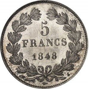 Louis-Philippe Ier (1830-1848). 5 francs, IIIe type Domard 1848, A, Paris.