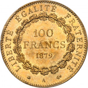 IIIe République (1870-1940). 100 francs Génie 1879, A, Paris.
