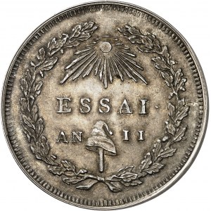 Convention (1792-1795). Essai de Bernier à la République, silver An II (1793), Paris.