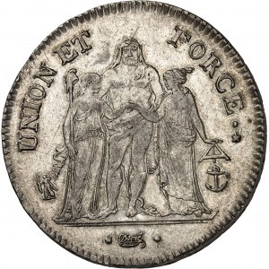 Consulat (1799-1804). 5 francs Union et Force An 8/5, T/A, Nantes.