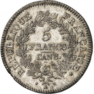 Consulat (1799-1804). 5 francs Union et Force An 8/5, T/A, Nantes.