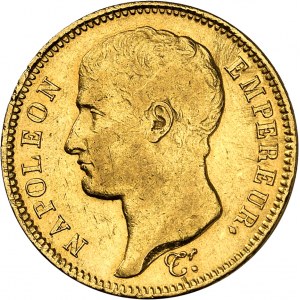 Premier Empire / Napoléon Ier (1804-1814). 40 francs type transitoire, tête nue 1807, U, Turin.