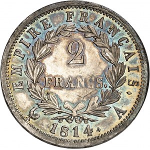 Premier Empire / Napoléon Ier (1804-1814). 2 francs Empire 1814, A, Paris.