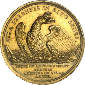 First Empire / Napoleon I (1804-1814). Médaille d'Or, fêtes du corononnement données à l'Hôtel de ville, by Brenet, Frappe spéciale (SP) An XIII (1804), Paris.