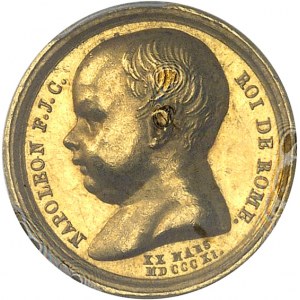 Premier Empire / Napoléon Ier (1804-1814). Médaillette d’Or, naissance du roi de Rome, par Andrieu et Galle, Frappe spéciale (SP) 1811, Paris.