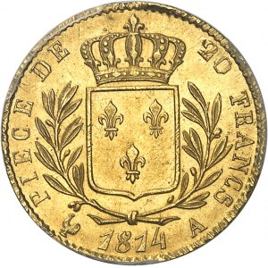 Louis XVIII (1814-1824). 20 francs buste habillé 1814, A, Paris.
