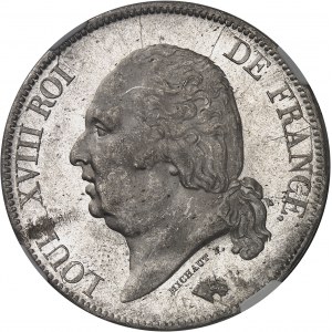 Louis XVIII (1814-1824). 5 francs nude bust 1821, W, Lille.