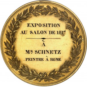 Louis XVIII (1814-1824). Gold medal, Salon de 1817, to painter Jean-Victor Schnetz 1817, Paris.