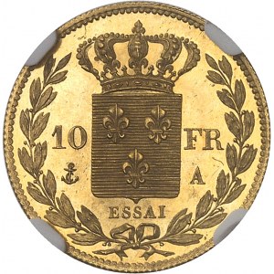 Charles X (1824-1830). Versuch von 10 Francs Gold von Tiolier, Frappe spéciale (SP) ND (1824), A, Paris.