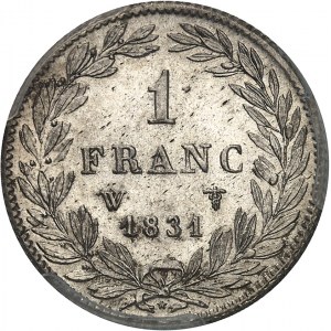 Louis-Philippe I (1830-1848). 1 franc bare head 1831, W, Lille.