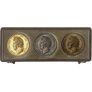 Louis-Philippe I (1830-1848). Box of 3 medallions, inauguration of the Arc de Triomphe on July 29, 1836, by Barre 1836, Paris.