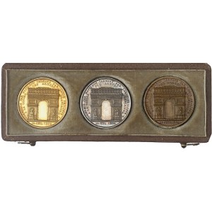 Louis-Philippe I (1830-1848). Box of 3 medallions, inauguration of the Arc de Triomphe on July 29, 1836, by Barre 1836, Paris.