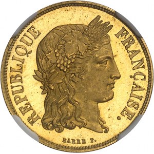 IIe République (1848-1852). Épreuve uniface d’avers de 20 francs, concours de 1848, par Barre ND (1848), Paris.